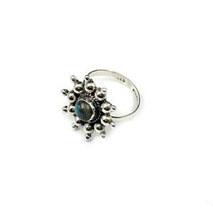 Abstract Floral Sterling Silver Labradorite Ring 6